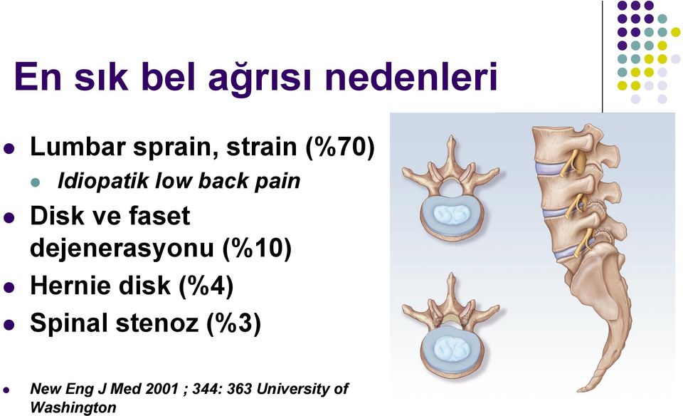 dejenerasyonu (%10) l Hernie disk (%4) l Spinal