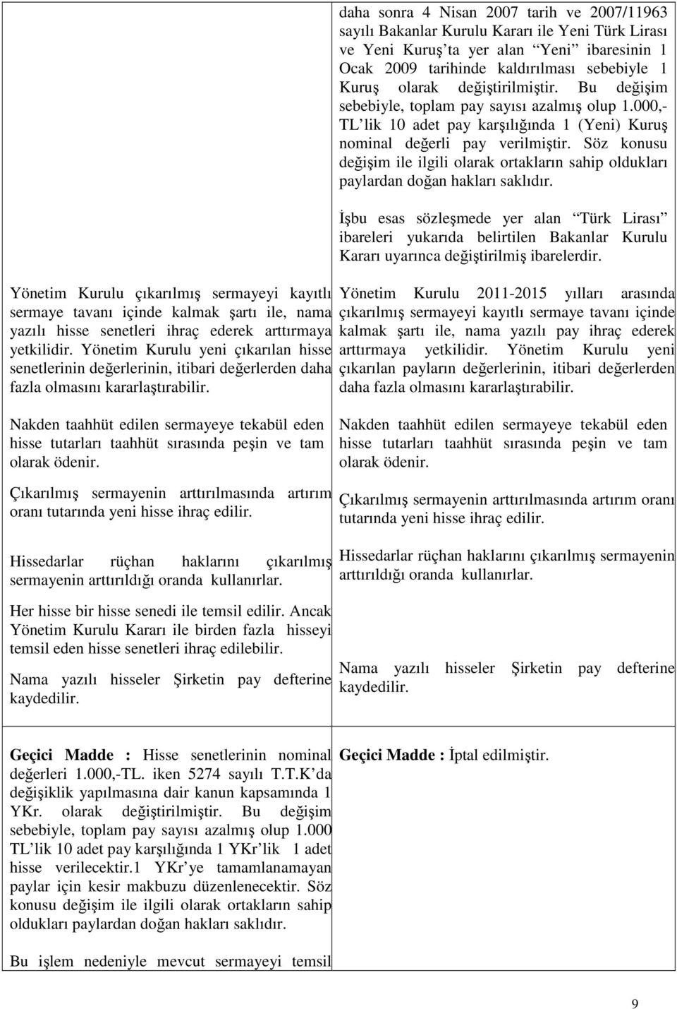 Nakden taahhüt edilen sermayeye tekabül eden hisse tutarları taahhüt sırasında peşin ve tam olarak ödenir. Çıkarılmış sermayenin arttırılmasında artırım oranı tutarında yeni hisse ihraç edilir.