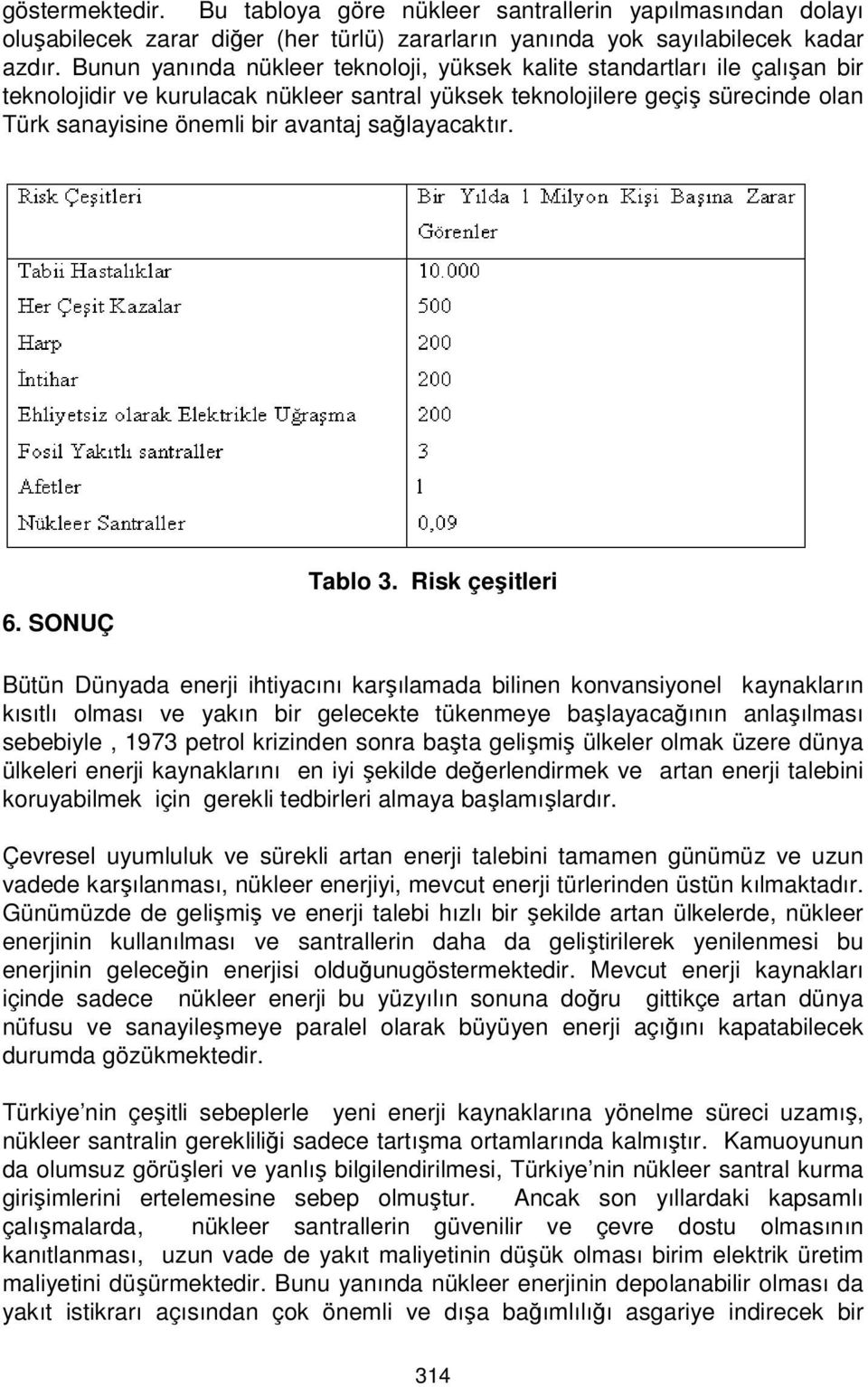 sağlayacaktır. 6. SONUÇ Tablo 3.