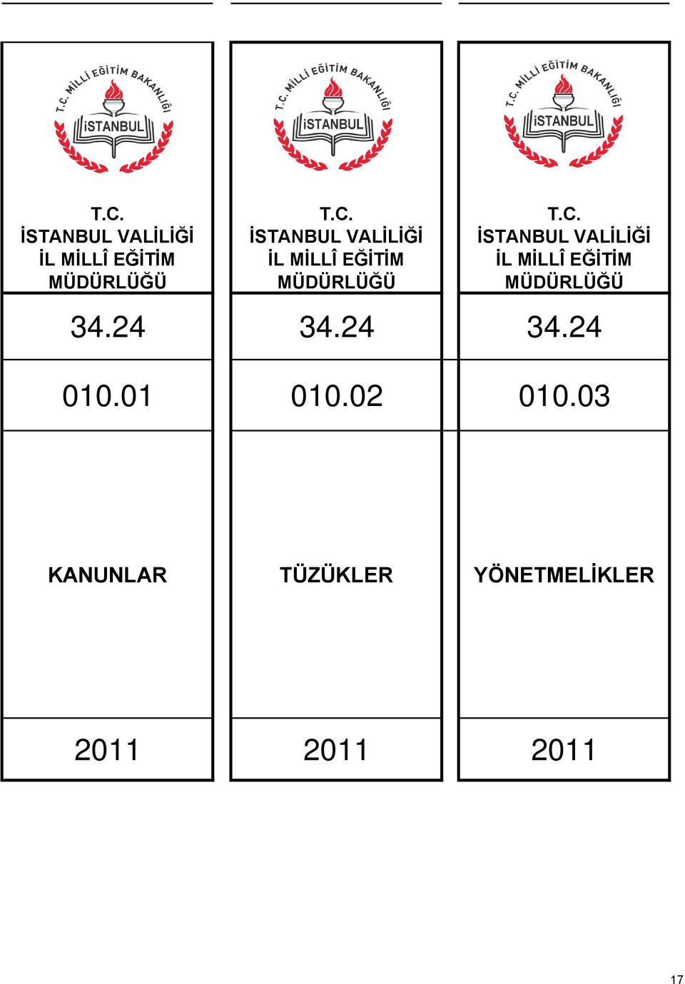 03 KANUNLAR TÜZÜKLER YÖNETMELİKLER 2011 2011 2011 17