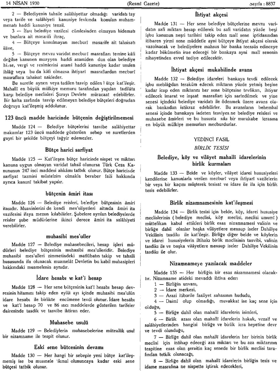 değilse kanunen muayyen haddi azamiden dun olan belediye hi^se, vergi ve resimlerini azamî haddi kanuniye kadar usulen iblâğ veya bu da kâfi olmazsa ihtiyarî masraflardan mecburî masraflara tahsisat