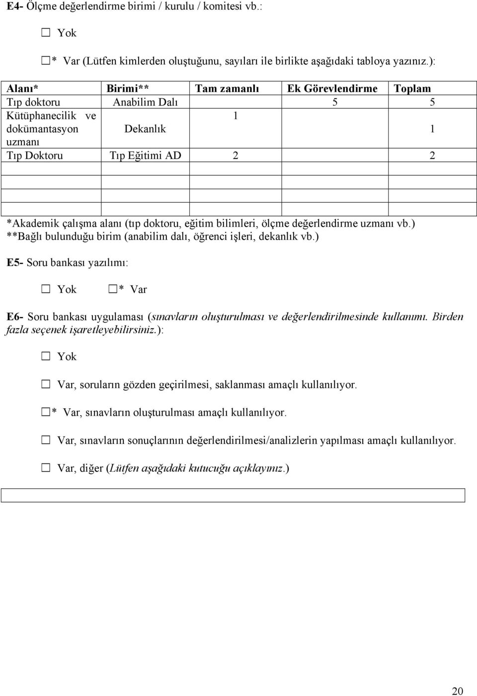 doktoru, eğitim bilimleri, ölçme değerlendirme uzmanı vb.) **Bağlı bulunduğu birim (anabilim dalı, öğrenci işleri, dekanlık vb.