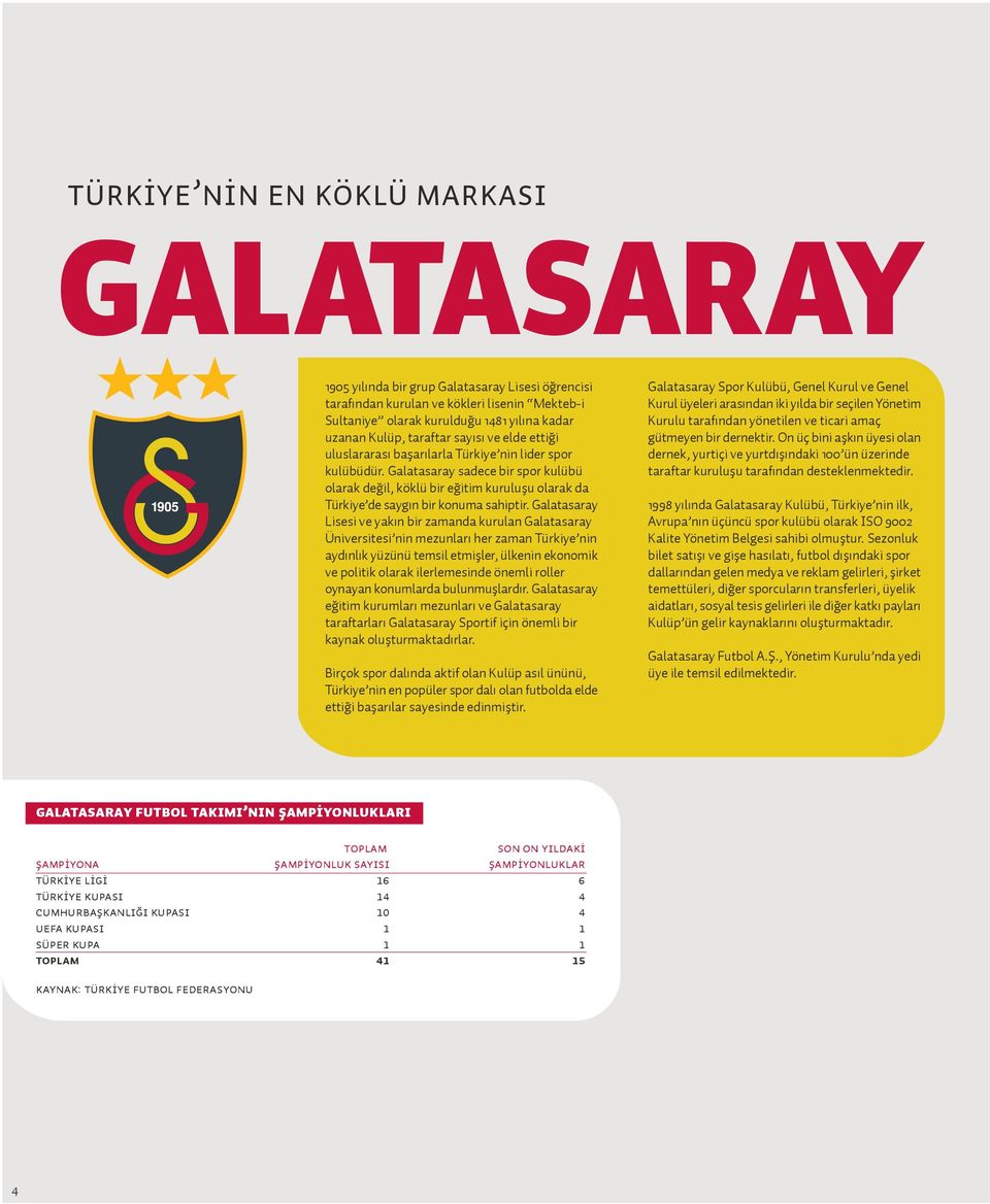 Galatasaray sadece bir spor kulübü olarak de il, köklü bir e itim kuruluflu olarak da Türkiye de sayg n bir konuma sahiptir.