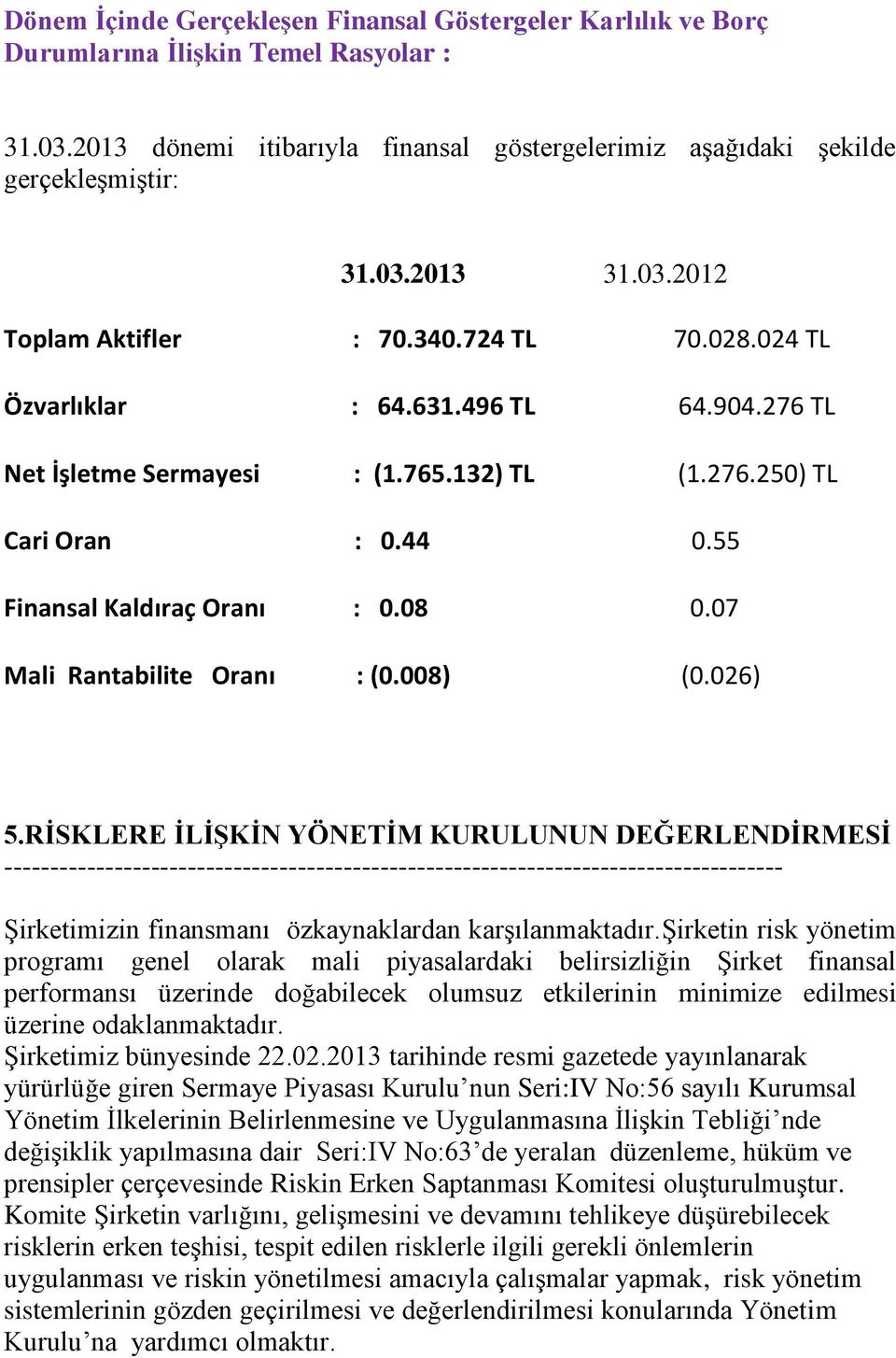 08 0.07 Mali Rantabilite Oranı : (0.008) (0.026) 5.