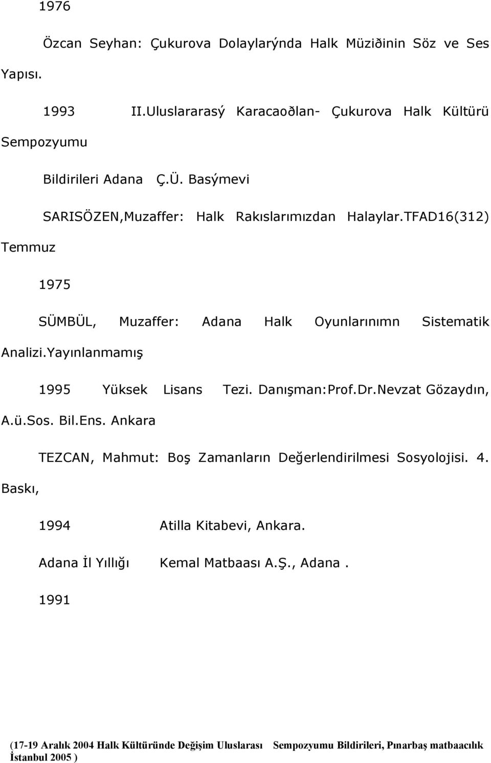 Basýmevi Temmuz SARISÖZEN,Muzaffer: Halk Rakıslarımızdan Halaylar.