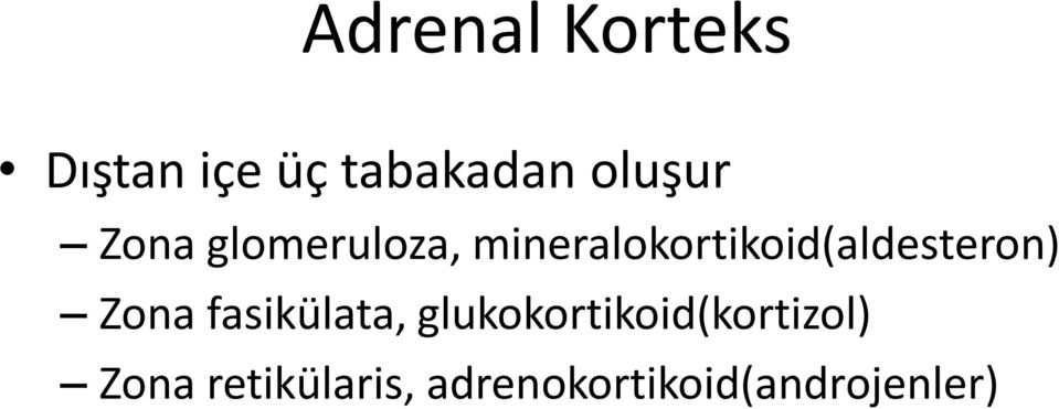 mineralokortikoid(aldesteron) Zona