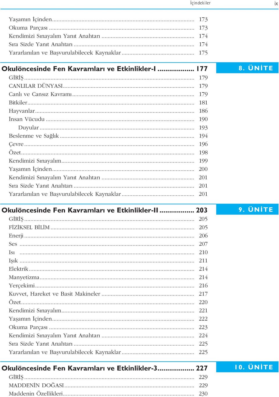 .. 193 Beslenme ve Sa l k... 194 Çevre... 196 Özet... 198 Kendimizi S nayal m... 199 Yaflam n çinden... 200 Kendimizi S nayal m Yan t Anahtar... 201 S ra Sizde Yan t Anahtar.