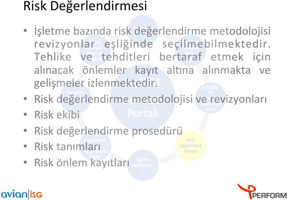 Tehlike ve tehditleri bertaraf etmek için alınacak önlemler kayıt alkna alınmakta ve