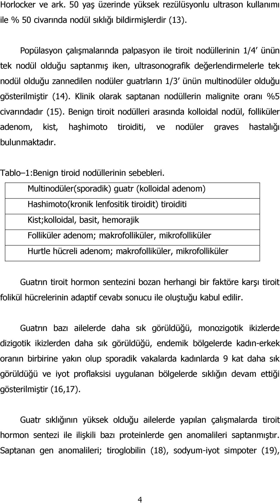 multinodüler olduğu gösterilmiştir (14). Klinik olarak saptanan nodüllerin malignite oranı %5 civarındadır (15).