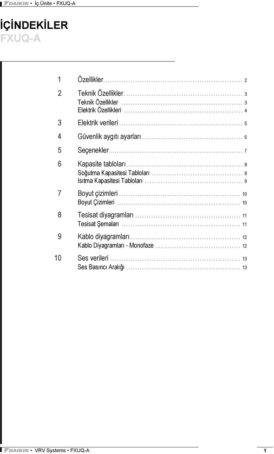 ........................................... 6 5 Seçenekler.......................................................... 7 6 Kapasite tabloları................................................... 8 Soğutma Kapasitesi Tabloları.