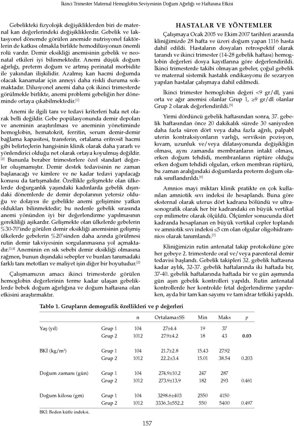 Demir eksikliği anemisinin gebelik ve neonatal etkileri iyi bilinmektedir. Anemi düşük doğum ağırlığı, preterm doğum ve artmış perinatal morbidite ile yakından ilişkilidir.