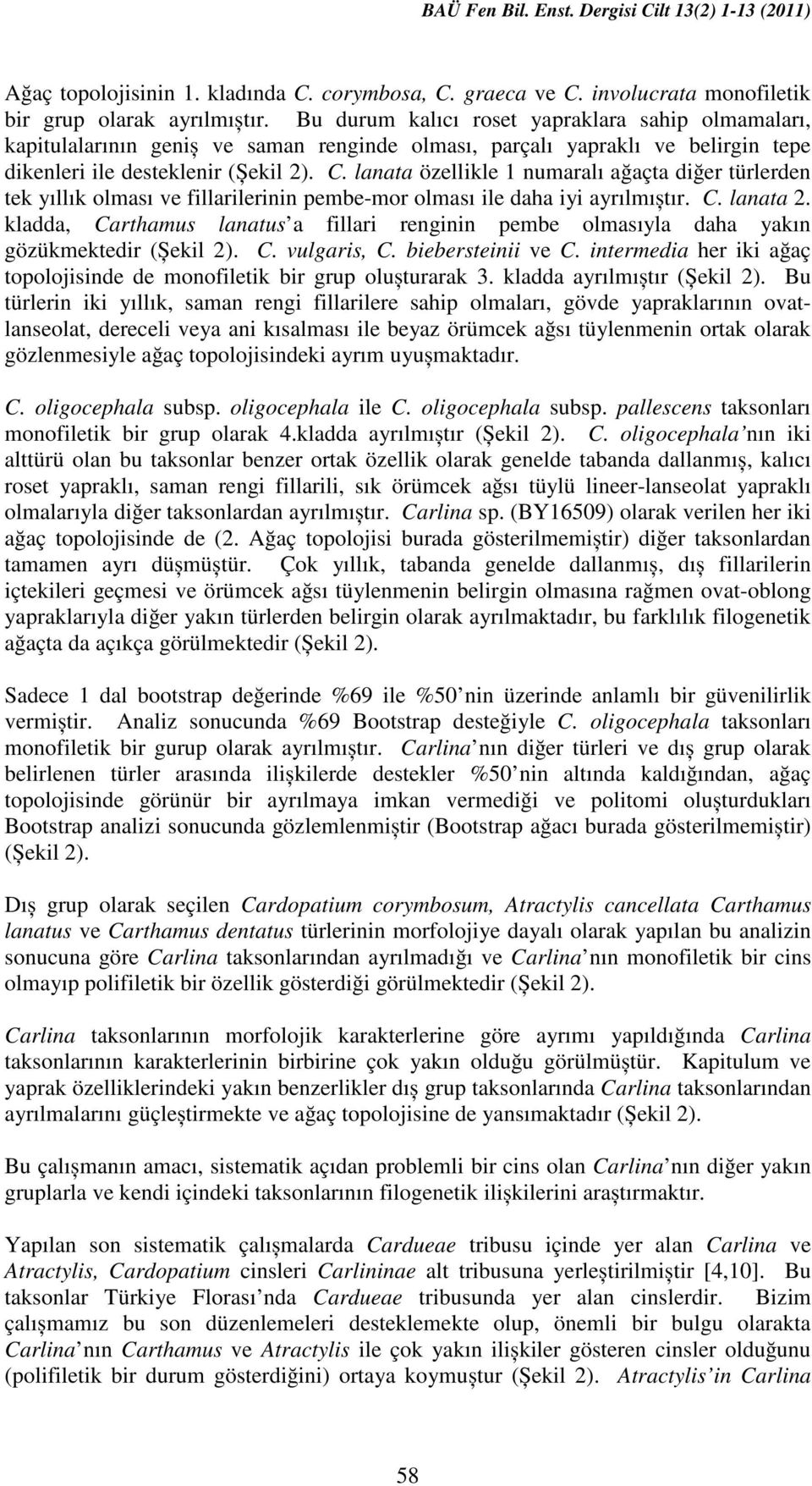 lanata özellikle 1 numaralı ağaçta diğer türlerden tek yıllık olması ve fillarilerinin pembe-mor olması ile daha iyi ayrılmıștır. C. lanata 2.