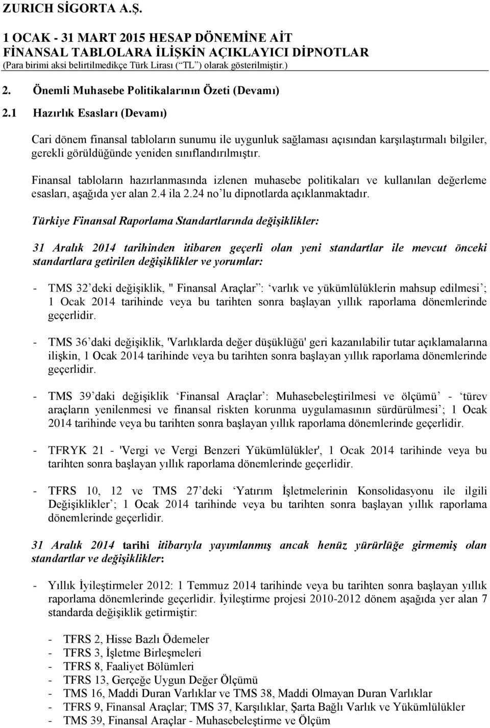 Finansal tabloların hazırlanmasında izlenen muhasebe politikaları ve kullanılan değerleme esasları, aşağıda yer alan 2.4 ila 2.24 no lu dipnotlarda açıklanmaktadır.