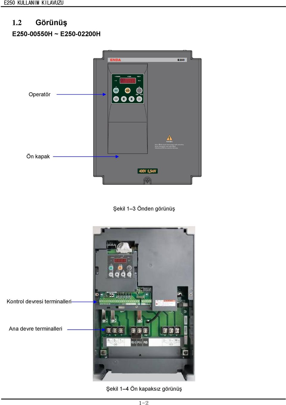 Kontrol devresi terminalleri Ana devre