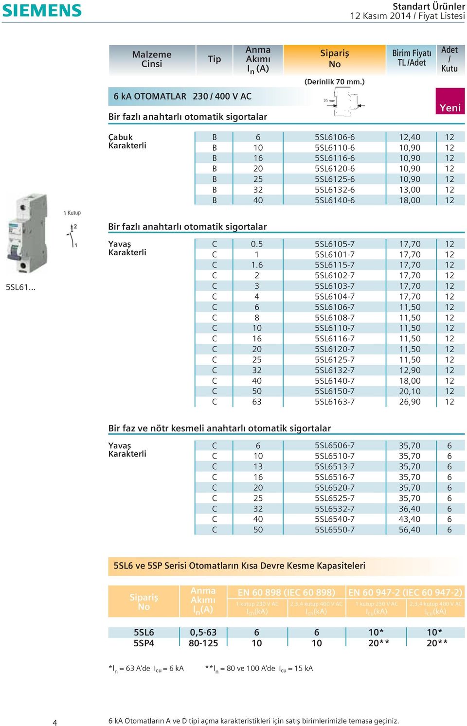 anahtarl otomatik sigortalar 5S