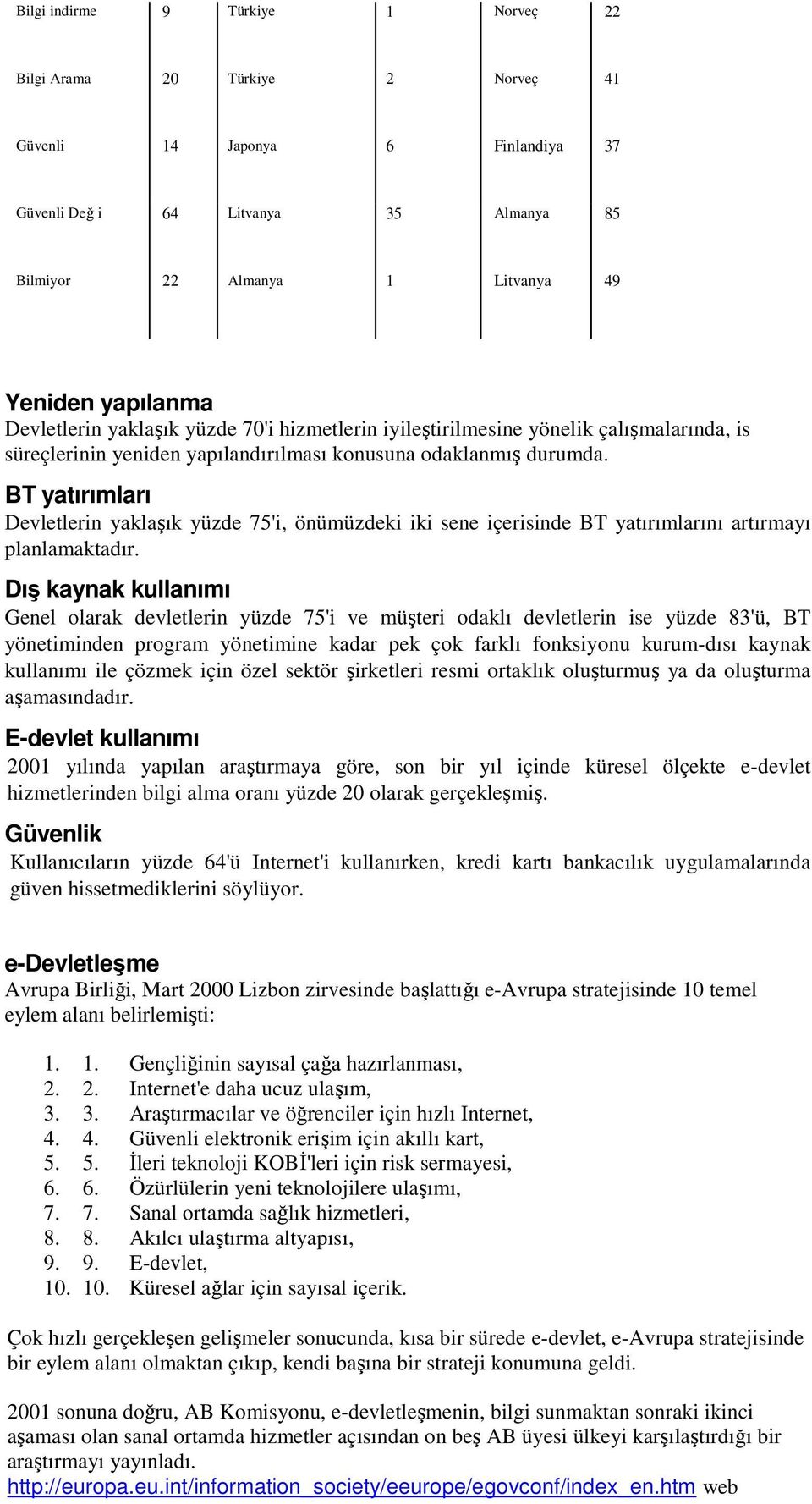 BT yatırımları Devletlerin yaklaşık yüzde 75'i, önümüzdeki iki sene içerisinde BT yatırımlarını artırmayı planlamaktadır.