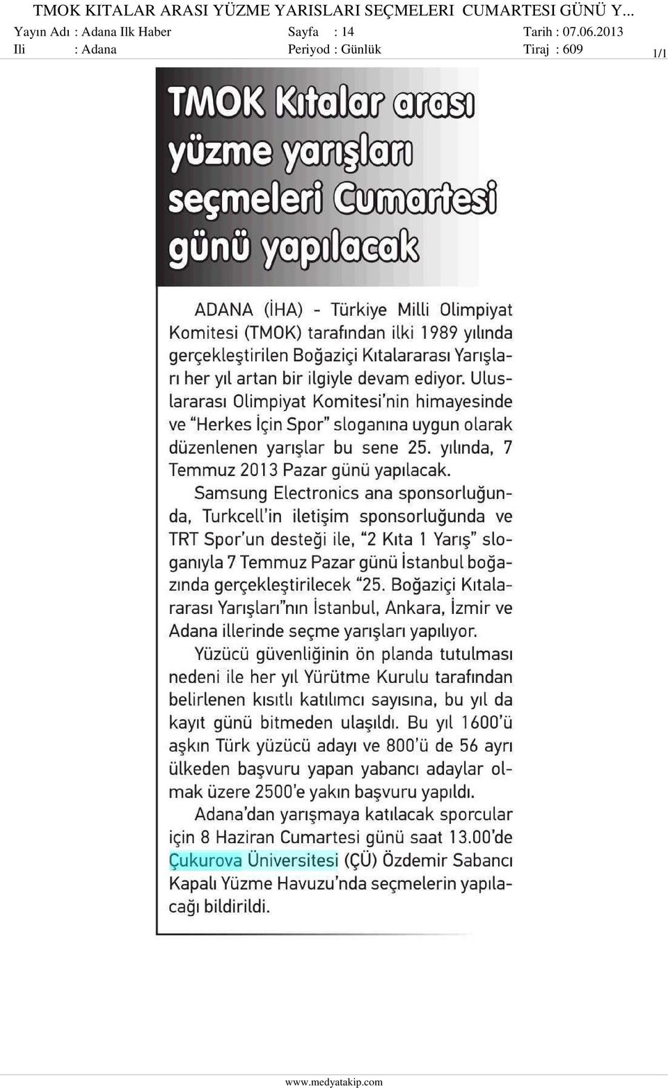 .. Yayın Adı : Adana Ilk Haber Sayfa