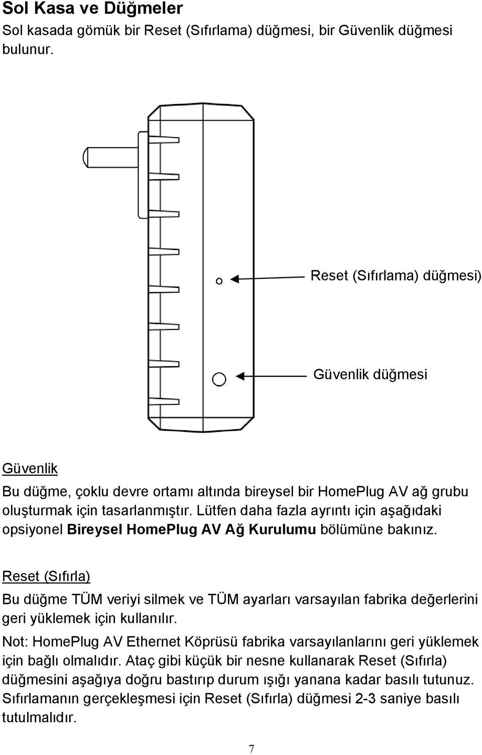 Lütfen daha fazla ayrıntı için aşağıdaki opsiyonel Bireysel HomePlug AV Ağ Kurulumu bölümüne bakınız.