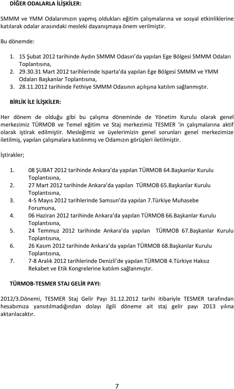 2012 tarihinde Fethiye SMMM Odasının açılışına katılım sağlanmıştır.