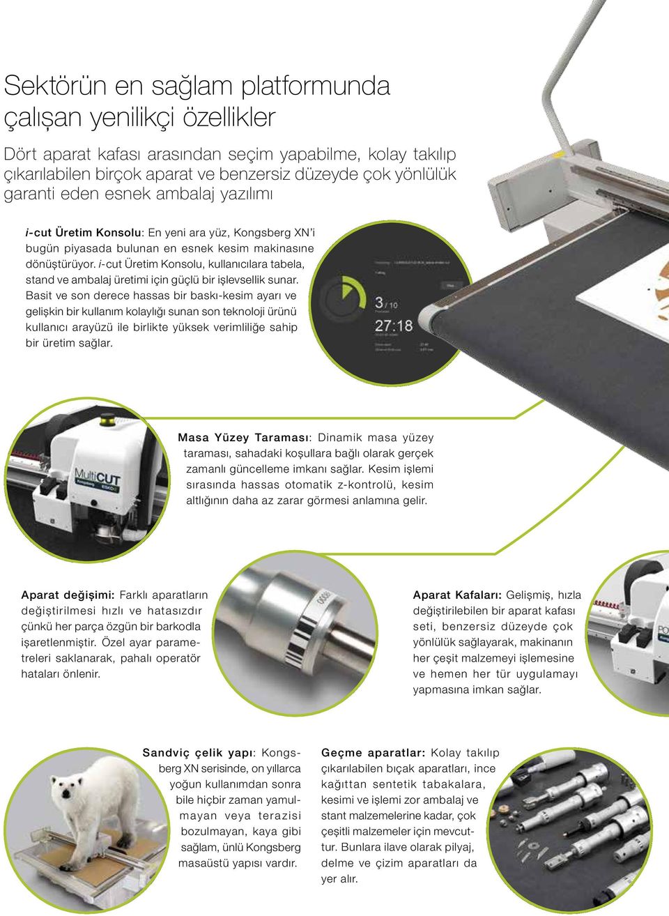 i-cut Üretim Konsolu, kullanıcılara tabela, stand ve ambalaj üretimi için güçlü bir işlevsellik sunar.