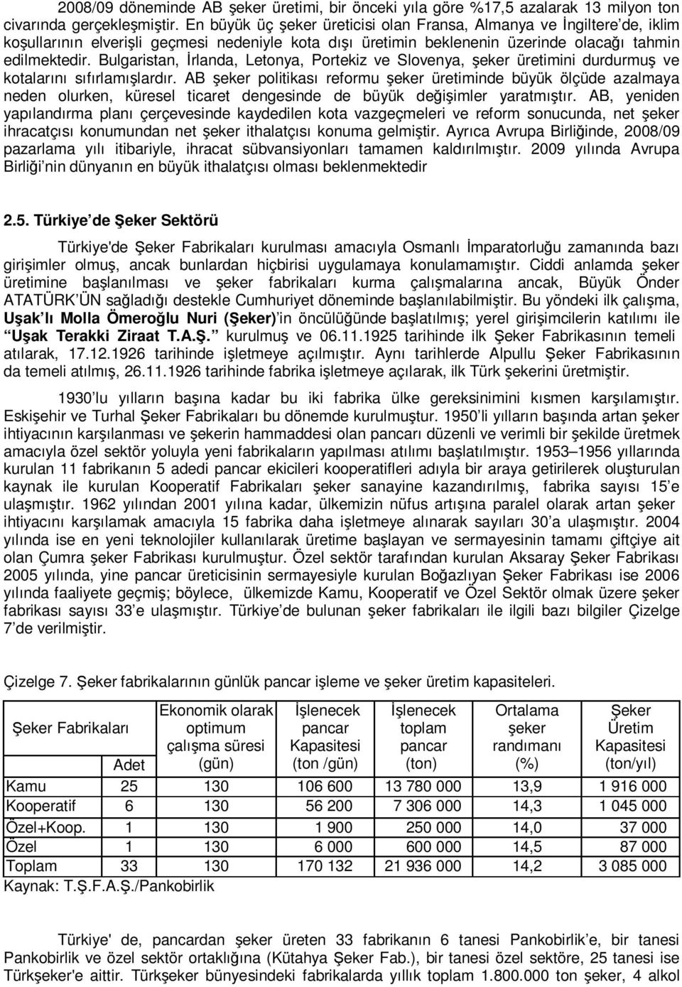 Bulgaristan, İrlanda, Letonya, Portekiz ve Slovenya, şeker üretimini durdurmuş ve kotalarını sıfırlamışlardır.