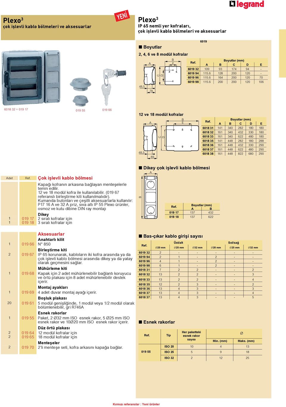 6 120 106 6018 32 + 019 17 019 55 019 66 12 ve 18 modül kofralar 48,5 A 89 C D B E Boyutlar (mm) A B C D E 6018 31 141 340 282 180 180 6018 32 161 340 432 330 180 6018 33 161 340 622 480 180 6018 35