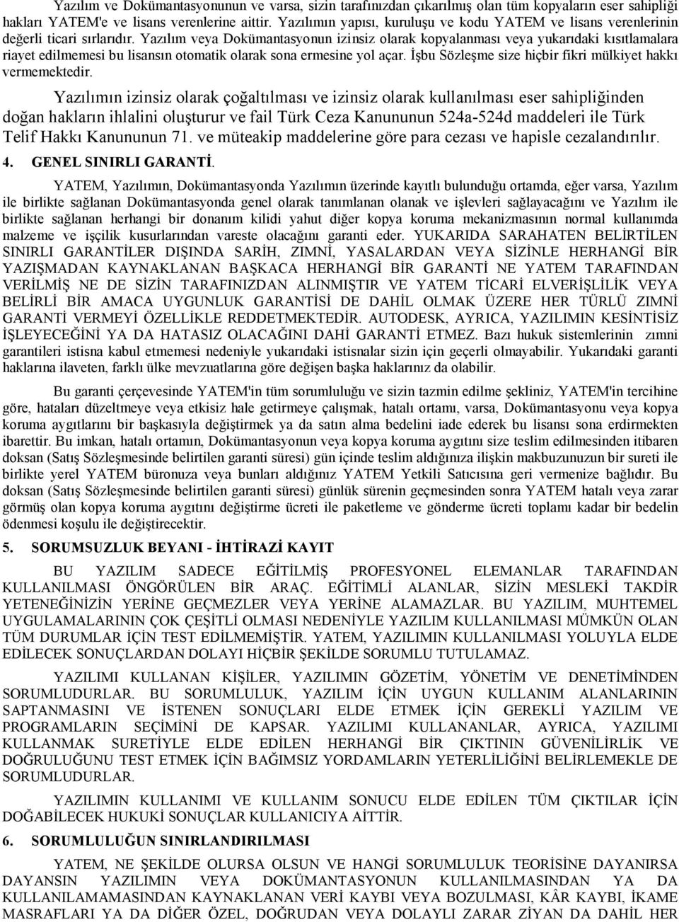 Yazılım veya Dokümantasyonun izinsiz olarak kopyalanması veya yukarıdaki kısıtlamalara riayet edilmemesi bu lisansın otomatik olarak sona ermesine yol açar.