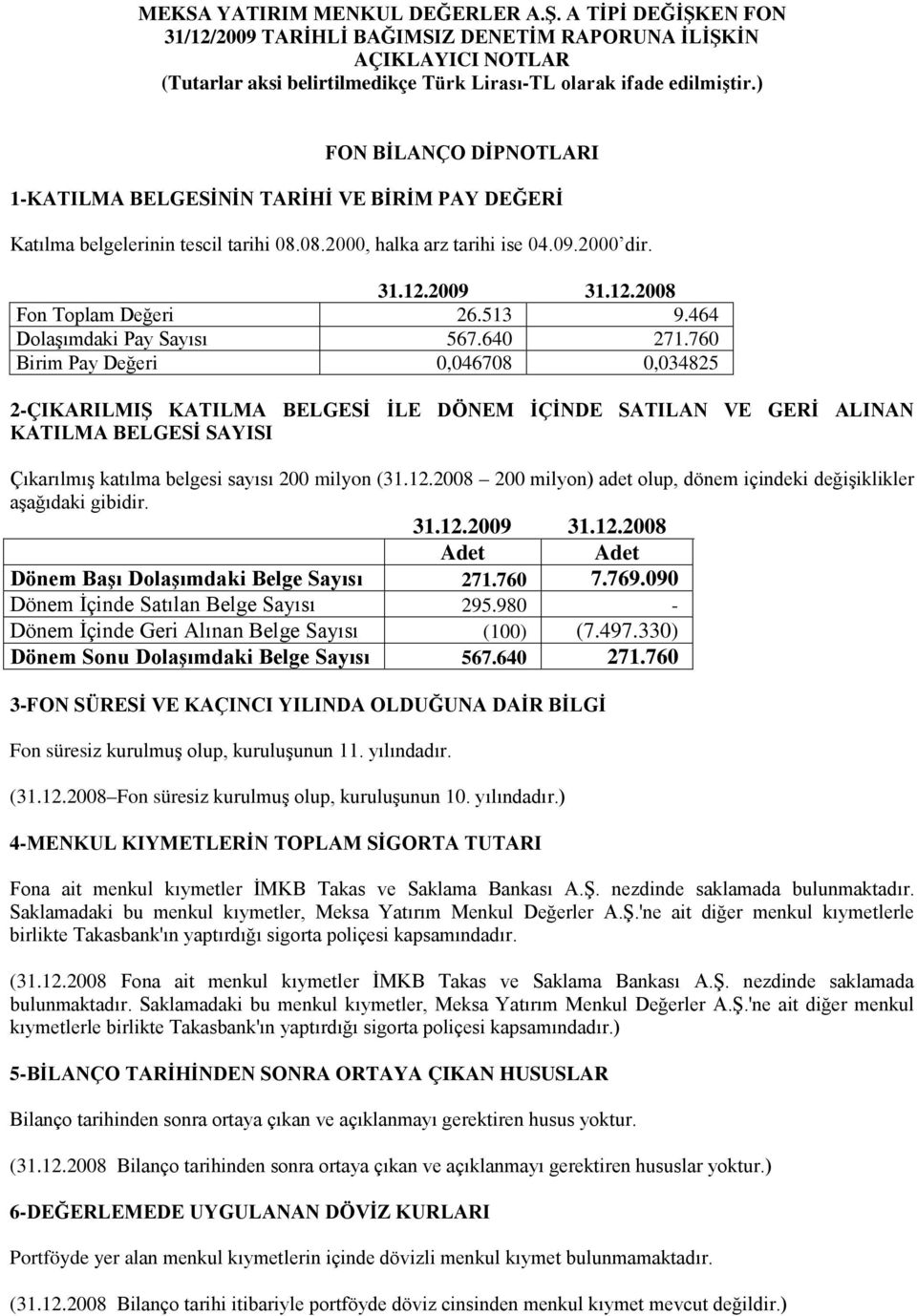 760 Birim Pay Değeri 0,046708 0,034825 2-ÇIKARILMIŞ KATILMA BELGESİ İLE DÖNEM İÇİNDE SATILAN VE GERİ ALINAN KATILMA BELGESİ SAYISI Çıkarılmış katılma belgesi sayısı 200 milyn (31.12.