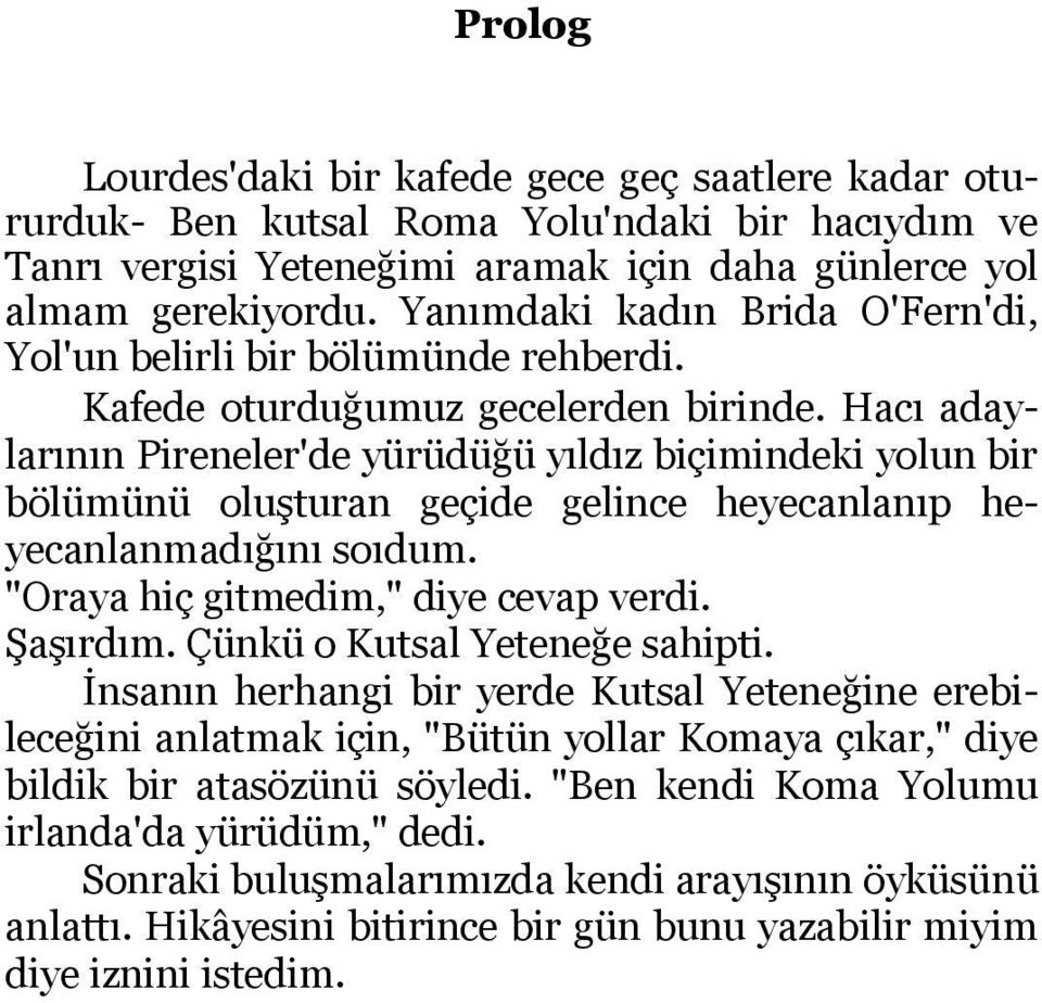 Hacı adaylarının Pireneler'de yürüdüğü yıldız biçimindeki yolun bir bölümünü oluşturan geçide gelince heyecanlanıp heyecanlanmadığını soıdum. "Oraya hiç gitmedim," diye cevap verdi. Şaşırdım.