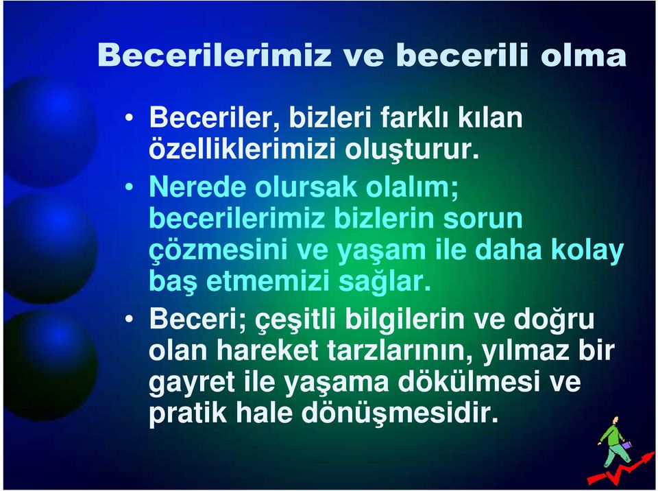 Nerede olursak olalım; becerilerimiz bizlerin sorun çözmesini ve yaşam ile daha