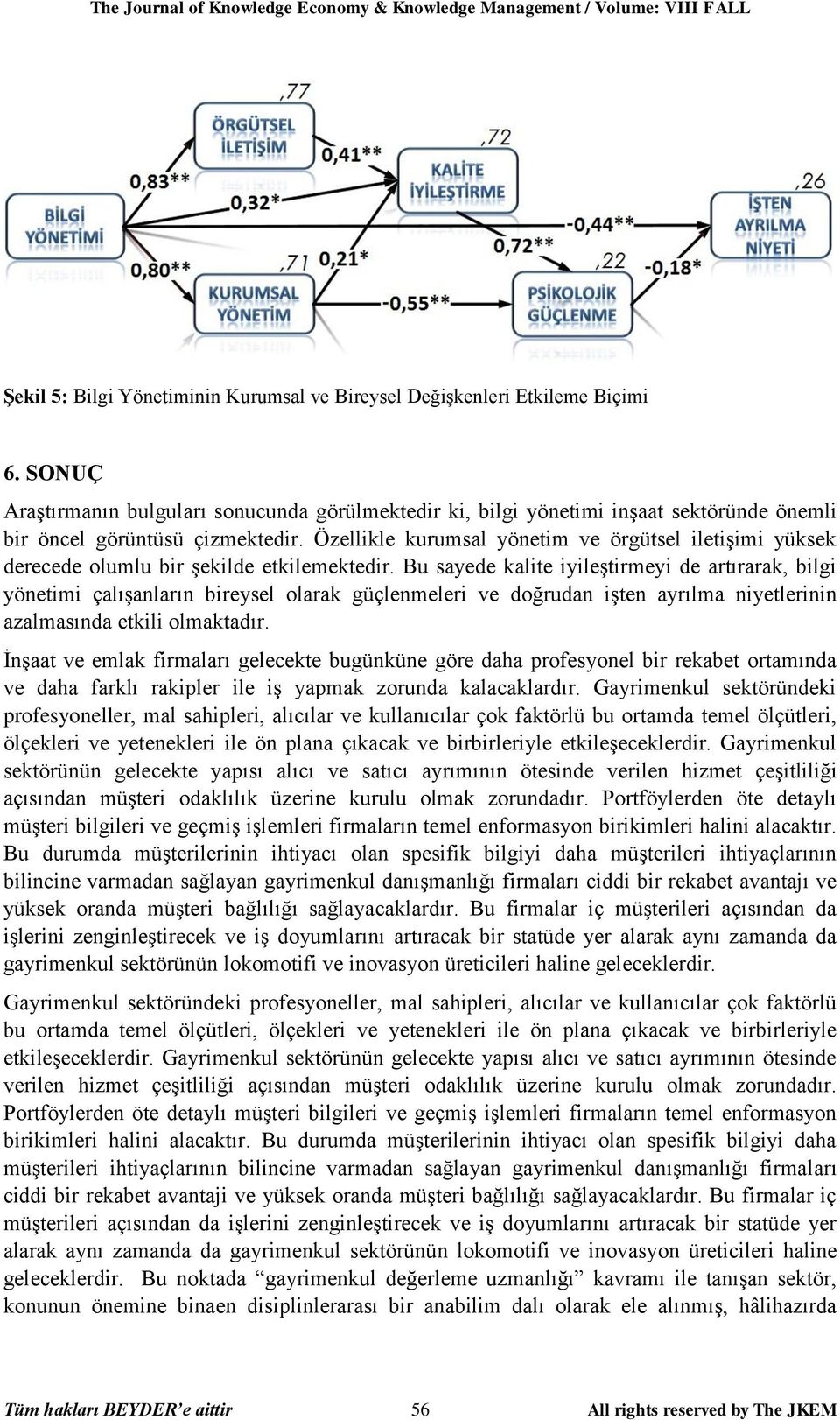 Özellikle kurumsal yönetim ve örgütsel iletişimi yüksek derecede olumlu bir şekilde etkilemektedir.