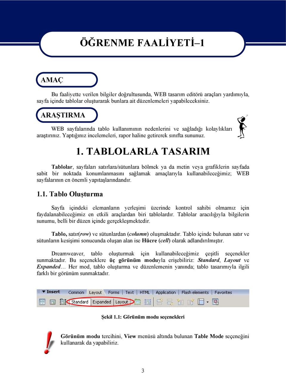 TABLOLARLA TASARIM Tablolar, sayfaları satırlara/sütunlara bölmek ya da metin veya grafiklerin sayfada sabit bir noktada konumlanmasını sağlamak amaçlarıyla kullanabileceğimiz; WEB sayfalarının en