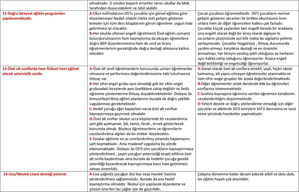 hatta özel gelişim gösteren bireyler için tüm ders kitaplarının görsel öğrenime uygun hale getirilmesi iyi olacaktır.