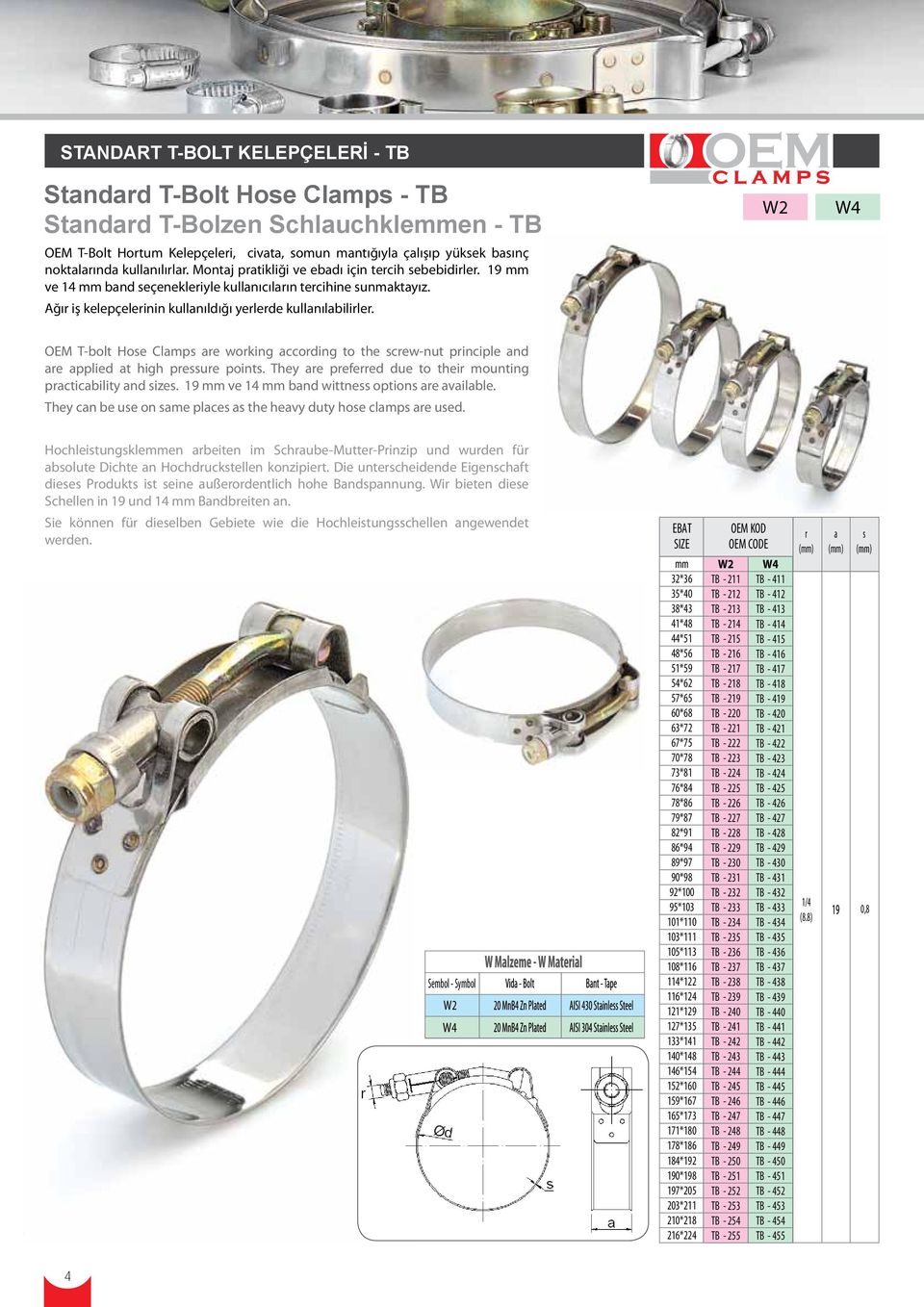 OEM T-bolt Hoe Clmp e woking ccoding to the cew-nut pinciple nd e pplied t high peue point. They e pefeed due to thei mounting pcticbility nd ize. 19 ve 14 bnd wittne option e vilble.