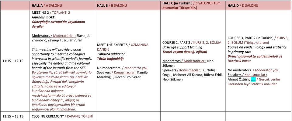 Bu oturum ile, süreli bilimsel yayımlarla ilgilenen meslektaşlarımızın, özellikle Güneydoğu Avrupa daki dergilerin editörleri olan veya editoryal kurullarında bulunan meslekdaşlarımızla biraraya