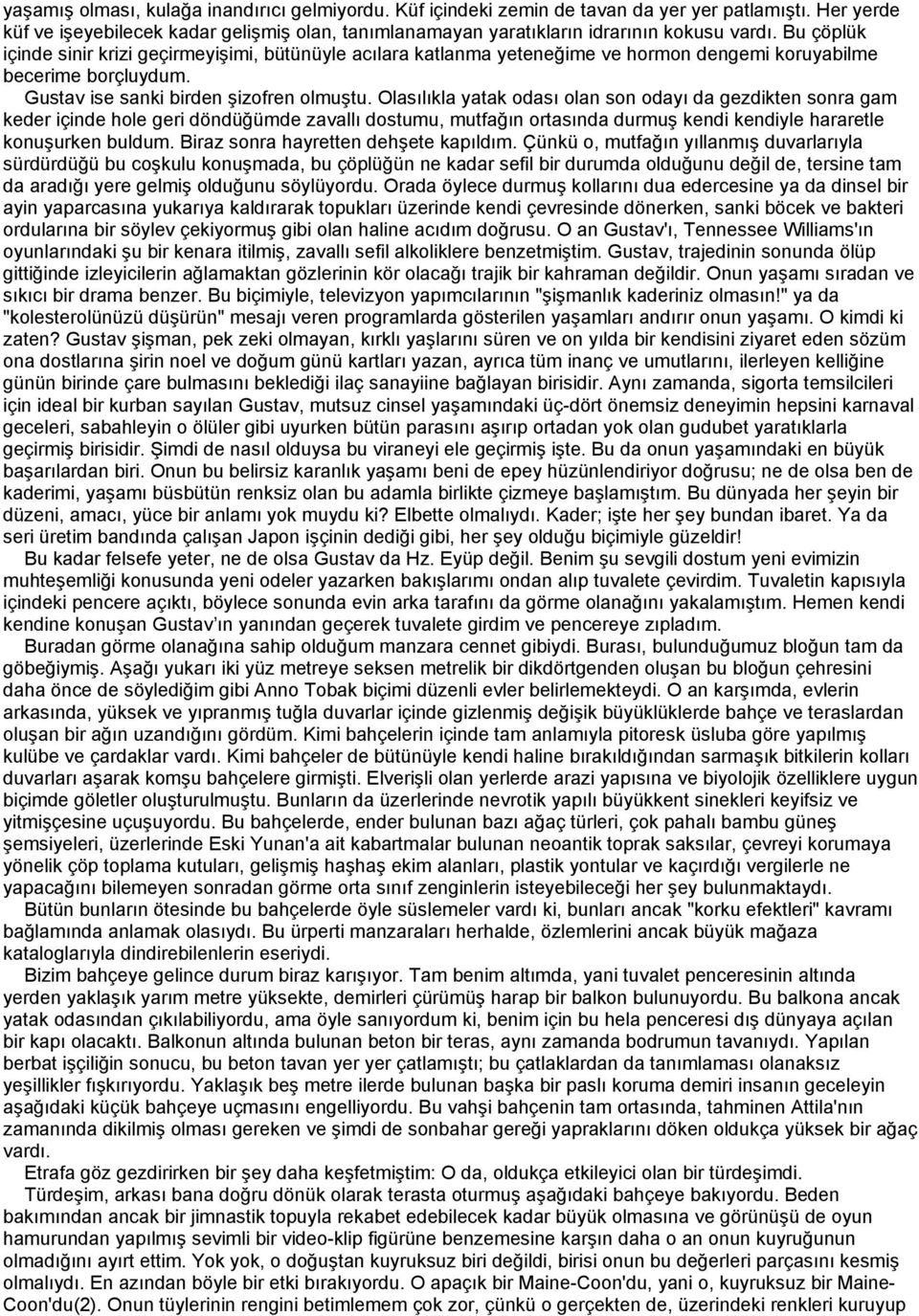 Olasılıkla yatak odası olan son odayı da gezdikten sonra gam keder içinde hole geri döndüğümde zavallı dostumu, mutfağın ortasında durmuş kendi kendiyle hararetle konuşurken buldum.