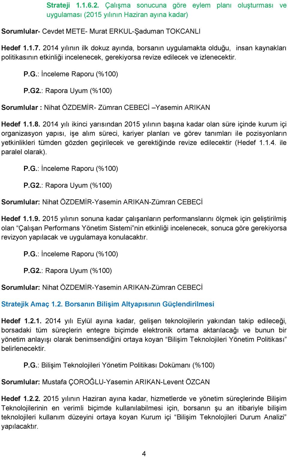 : Rapora Uyum (%100) Sorumlular : Nihat ÖZDEMİR- Zümran CEBECİ Yasemin ARIKAN Hedef 1.1.8.