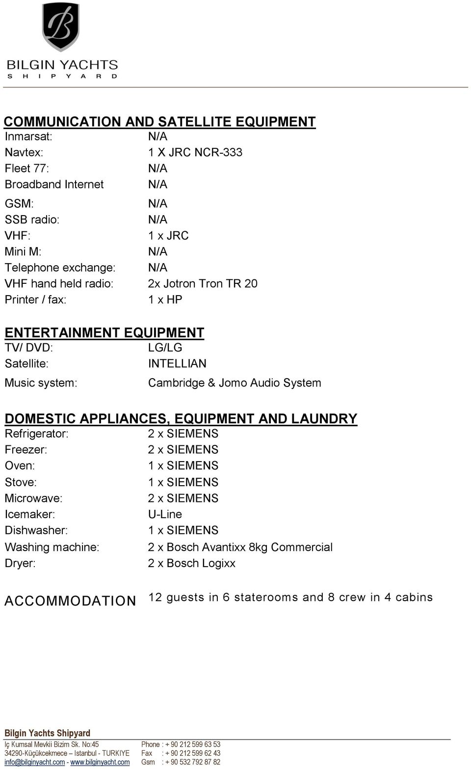 Cambridge & Jomo Audio System DOMESTIC APPLIANCES, EQUIPMENT AND LAUNDRY Refrigerator: Freezer: Oven: Stove: Microwave: Icemaker: Dishwasher: Washing machine: Dryer: 2 x