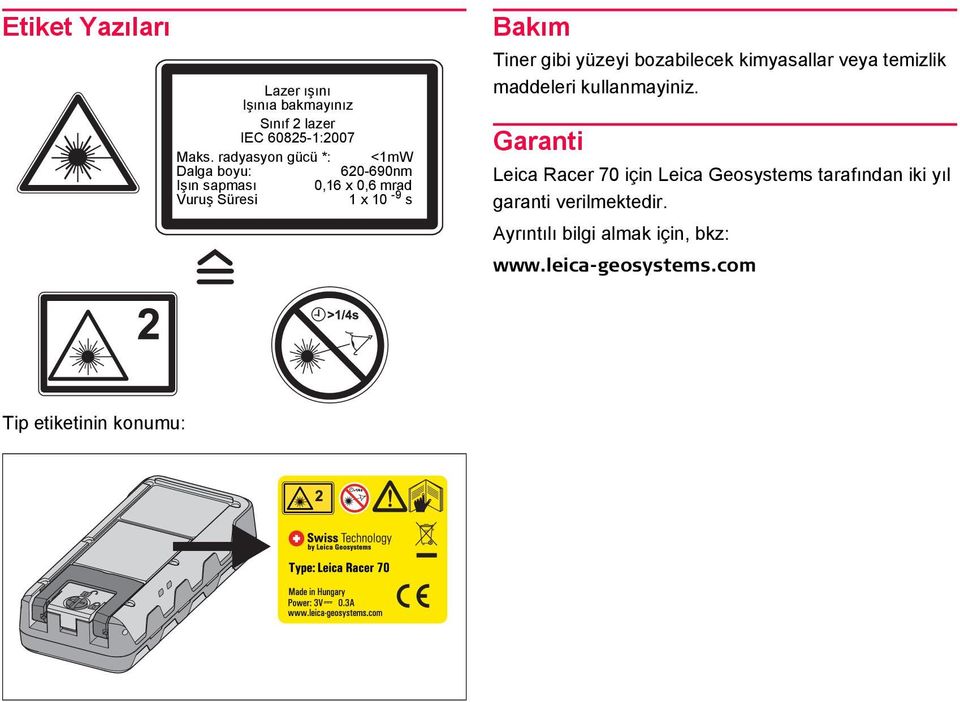 gibi yüzeyi bozabilecek kimyasallar veya temizlik maddeleri kullanmayiniz.