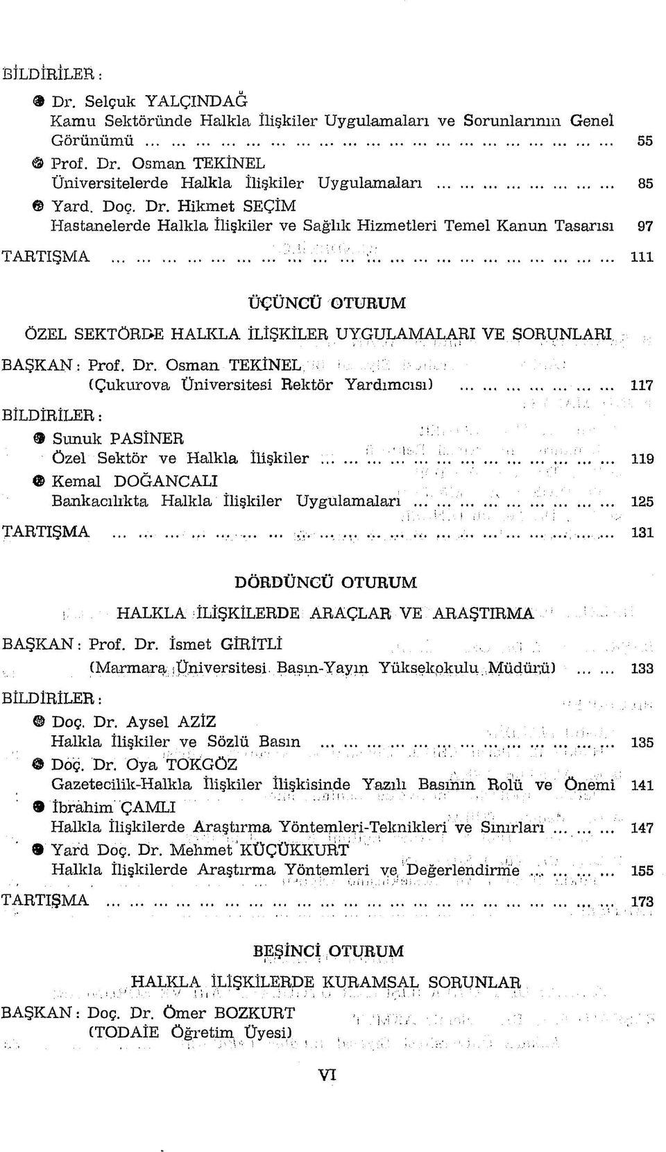 Dr. Osman TEKİNEL,, - (Çukurova Üniversitesi Rektör Yardımcısı)... 117 BİLDİRİLER: Sunuk PASİNER V' Özel Sektör ve Halkla İlişkiler........................... 119 Kem al DOĞANGALI Bankacılıkta Halkla İlişkiler Uygulamaları.