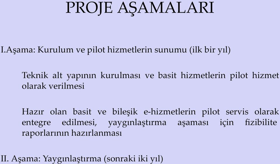 ve basit hizmetlerin pilot hizmet olarak verilmesi Hazır olan basit ve bileşik