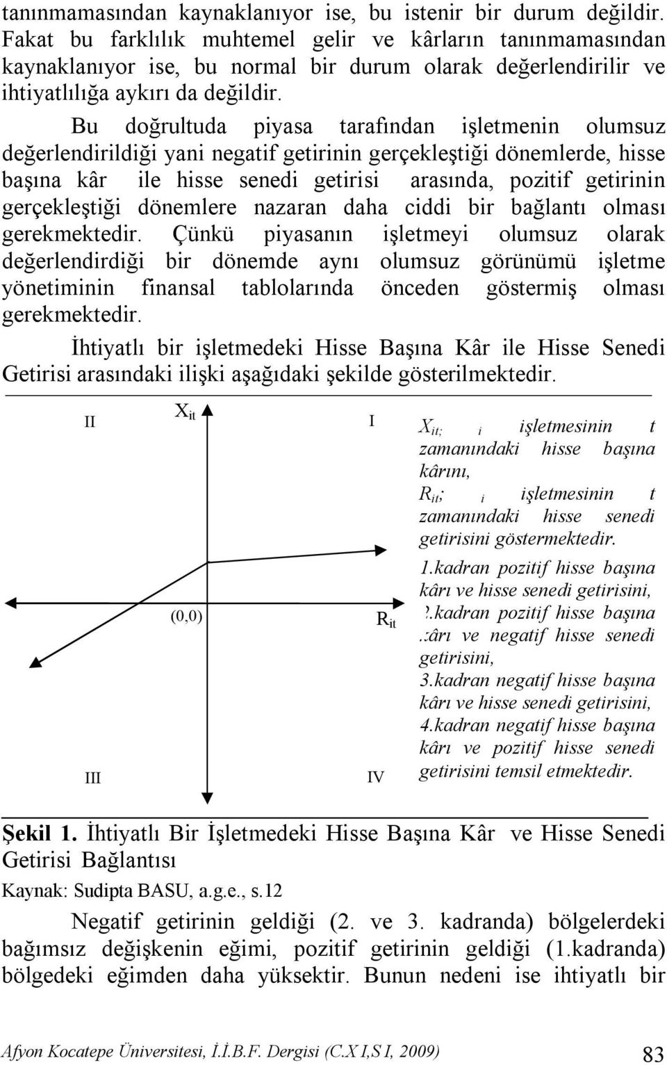 Bu doğrultuda piyasa tarafından işletmenin olumsuz değerlendirildiği yani negatif getirinin gerçekleştiği dönemlerde, hisse başına kâr ile hisse senedi getirisi arasında, pozitif getirinin