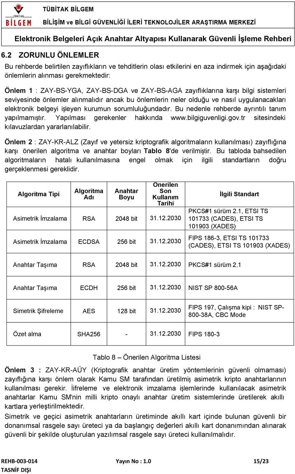 Bu nedenle rehberde ayrıntılı tanım yapılmamıştır. Yapılması gerekenler hakkında www.bilgiguvenligi.gov.tr sitesindeki kılavuzlardan yararlanılabilir.