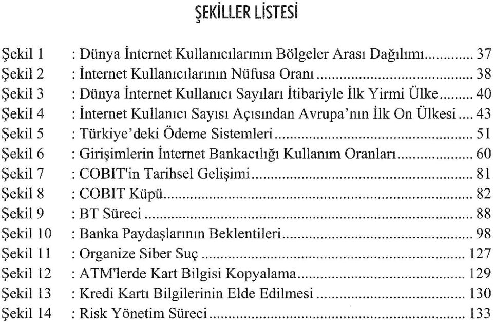 .. 40 :İnternet Kullanıcı Sayısı Açısından Avrupa'nın İlk On Ülkesi... 43 : Türkiye' deki Ödeme Sistemleri... 5 ı : Girişimlerin İnternet Bankacılı ğı Kullanım Oranları.