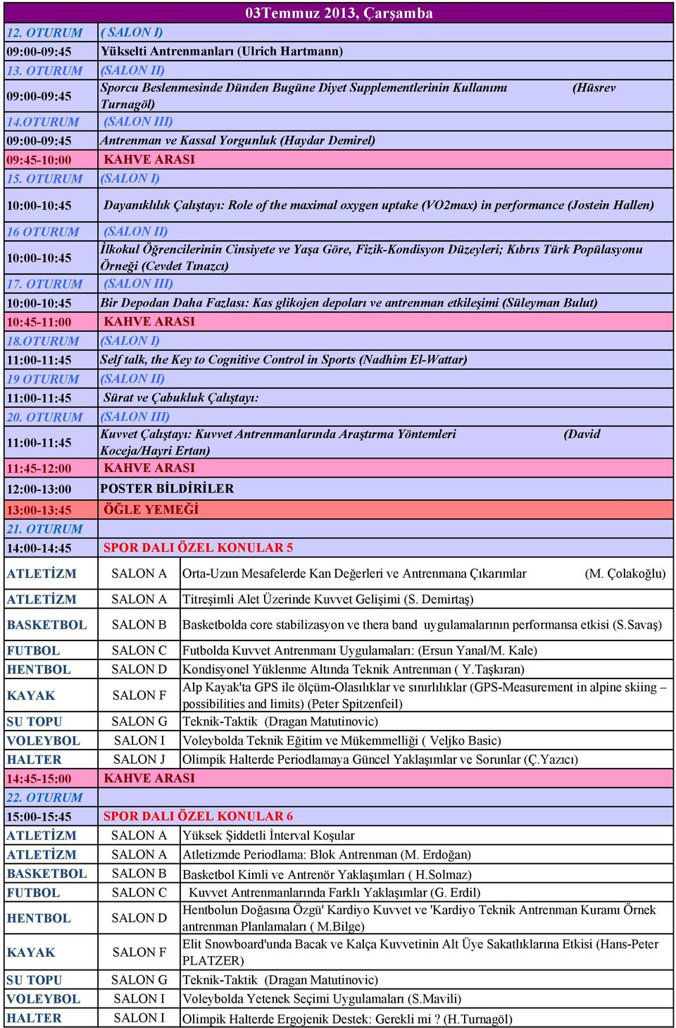 Demirel) (Hüsrev 16 OTURUM 17. OTURUM 10:45-11:00 18.OTURUM 19 OTURUM 20. OTURUM 11:45-12:00 12:00-13:00 21.