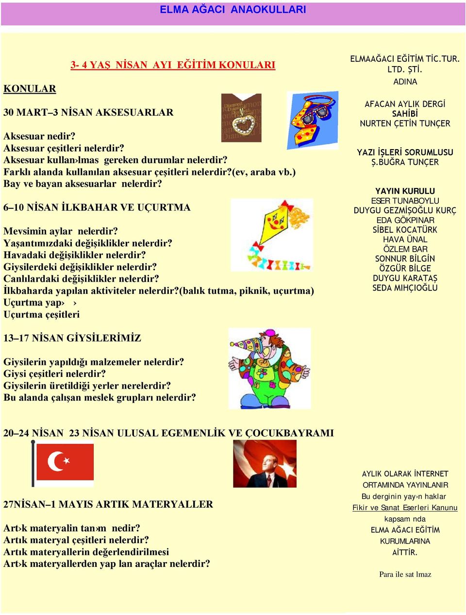 Havadaki değişiklikler nelerdir? Giysilerdeki değişiklikler nelerdir? Canlılardaki değişiklikler nelerdir? İlkbaharda yapılan aktiviteler nelerdir?