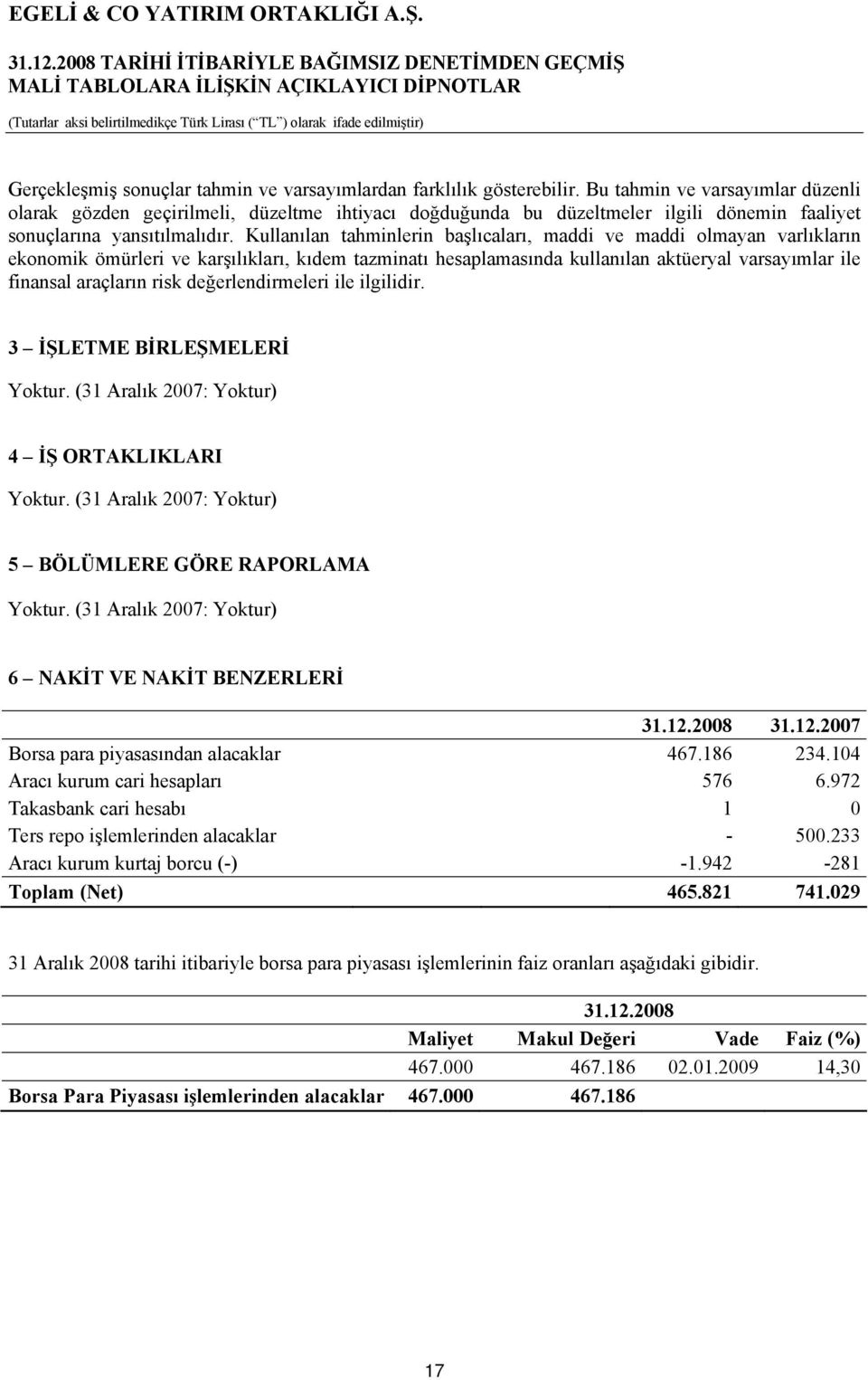 Kullanılan tahminlerin başlıcaları, maddi ve maddi olmayan varlıkların ekonomik ömürleri ve karşılıkları, kıdem tazminatı hesaplamasında kullanılan aktüeryal varsayımlar ile finansal araçların risk