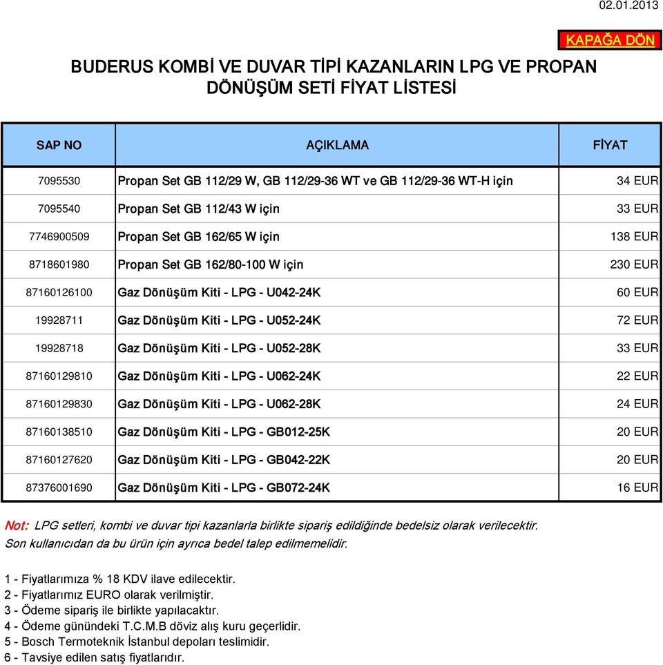 U052-24K 72 EUR 19928718 Gaz Dönüşüm Kiti - LPG - U052-28K 33 EUR 87160129810 Gaz Dönüşüm Kiti - LPG - U062-24K 22 EUR 87160129830 Gaz Dönüşüm Kiti - LPG - U062-28K 24 EUR 87160138510 Gaz Dönüşüm