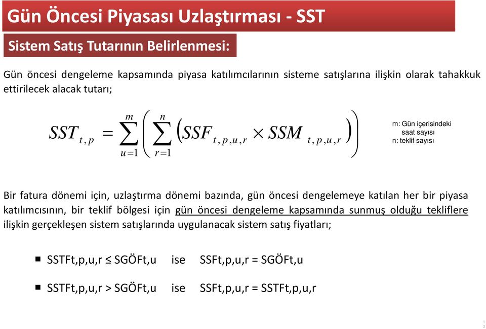 uzlaştıma dönemi bazında, gün öncesi dengelemeye katılan he bi piyasa katılımcısının, bi teklif bölgesi için gün öncesi dengeleme kapsamında sunmuş olduğu