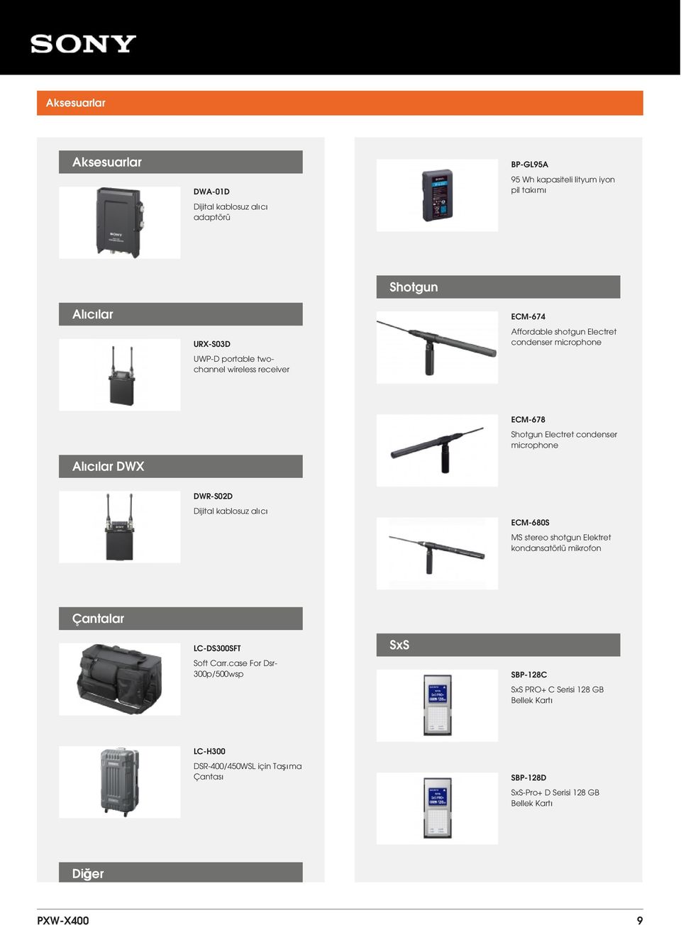 microphone DWR-S02D Dijital kablosuz alıcı ECM-680S MS stereo shotgun Elektret kondansatörlü mikrofon Çantalar LC-DS300SFT Soft Carr.